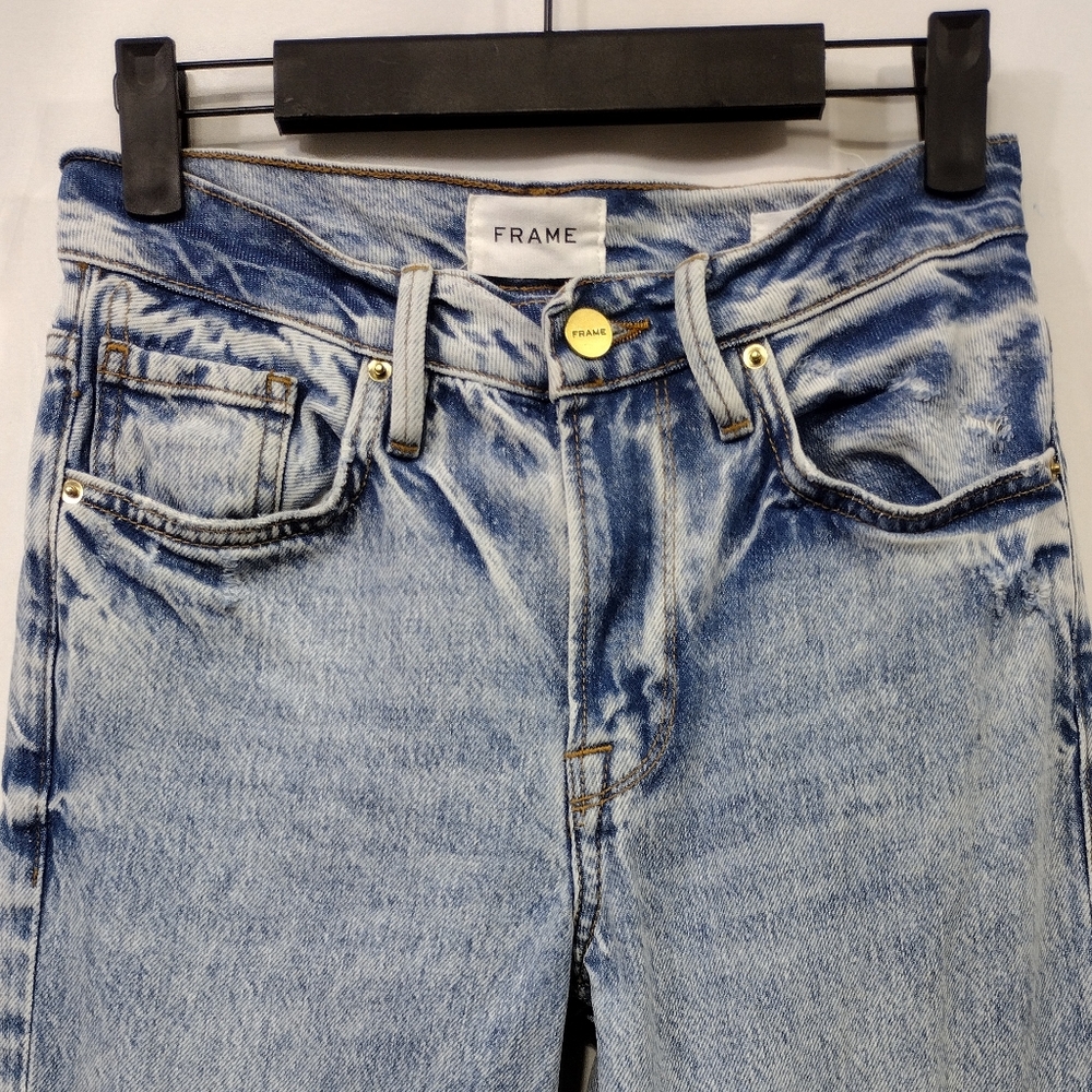 Frame Denim Le Original High Rise Slim Straight Leg Jeans 23 Blue Boho Retro - Picture 3 of 12